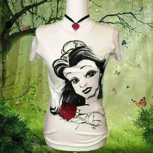 NWT Beauty & The Beast Belle White Top